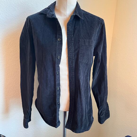 ASOS Black corduroy shirt jacket button down long sleeve Womens XS shacket - Picture 2 of 8